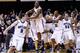 INDIANAPOLIS, IN - JANUARY 19: Roosevelt Jones #21 of the Butler Bulldogs celebrates after a last second shot against the Gonzaga Bulldogs at Hinkle Fieldhouse on January 19, 2013 in Indianapolis, Indiana. Butler defeated Gonzaga 64-63. (Photo by Michael Hickey/Getty Images)