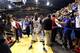 LAWRENCE, KS - JANUARY 09: Elijah Johnson #15 of the Kansas Jayhawks celebrates with fans as he leaves the court after the Jayhawks defeated the Iowa State Cyclones 97-89 at Allen Fieldhouse on January 9, 2013 in Lawrence, Kansas. (Photo by Jamie Squire/Getty Images)