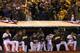 OAKLAND, CA - OCTOBER 11: The Oakland Athletics dugout is seen in the eighth inning against the Detroit Tigers in Game Five of the American League Division Series at O.co Coliseum on October 11, 2012 in Oakland, California. (Photo by Ezra Shaw/Getty Images)