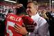 COLUMBUS, OH - OCTOBER 6: Head Coach Urban Meyer hugs quarterback Braxton Miller #5 of the Ohio State Buckeyes after the Buckeyes defeated the Nebraska Cornhuskers 63-38 at Ohio Stadium on October 6, 2012 in Columbus, Ohio. (Photo by Jamie Sabau/Getty Images)