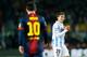 BARCELONA, SPAIN - JANUARY 16: Diego Buonanotte of Malaga CF gives instructions while Leo Messi of FC Barcelona walks on during the Copa del Rey Quarter Final match between Barcelona FC and Malaga CF at Camp Nou on January 16, 2013 in Barcelona, Spain. (Photo by Gonzalo Arroyo Moreno/Getty Images)