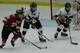 Jessica O'Grady (centre) in action against Gee Gees captain Fannie Desforges (Photo by Mark Staffieri)