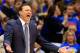 LAWRENCE, KS - JANUARY 09: Head coach Bill Self of the Kansas Jayhawks reacts from the bench during the game against the Iowa State Cyclones at Allen Fieldhouse on January 9, 2013 in Lawrence, Kansas. (Photo by Jamie Squire/Getty Images)