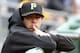 PITTSBURGH, PA - OCTOBER 03: Jeff Karstens #27 of the Pittsburgh Pirates looks on before the game against the Atlanta Braves on October 3, 2012 at PNC Park in Pittsburgh, Pennsylvania. (Photo by Justin K. Aller/Getty Images)