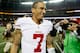 ATLANTA, GA - JANUARY 20: Colin Kaepernick #7 of the San Francisco 49ers celebrates on the field after the 49ers won 28-24 against the Atlanta Falcons in the NFC Championship game at the Georgia Dome on January 20, 2013 in Atlanta, Georgia. (Photo by Kevin C. Cox/Getty Images)