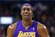 Jan 20, 2013; Toronto, ON, Canada; Los Angeles Lakers center Dwight Howard (12) reacts to a technical foul called against him against the Toronto Raptors at the Air Canada Centre. The Raptors beat the Lakers 108-103. Mandatory Credit: Tom Szczerbowski-USA TODAY Sports