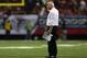 ATLANTA, GA - JANUARY 20: Head coach Mike Smith of the Atlanta Falcons looks on as he coaches against the San Francisco 49ers in the NFC Championship game at the Georgia Dome on January 20, 2013 in Atlanta, Georgia. (Photo by Mike Ehrmann/Getty Images)