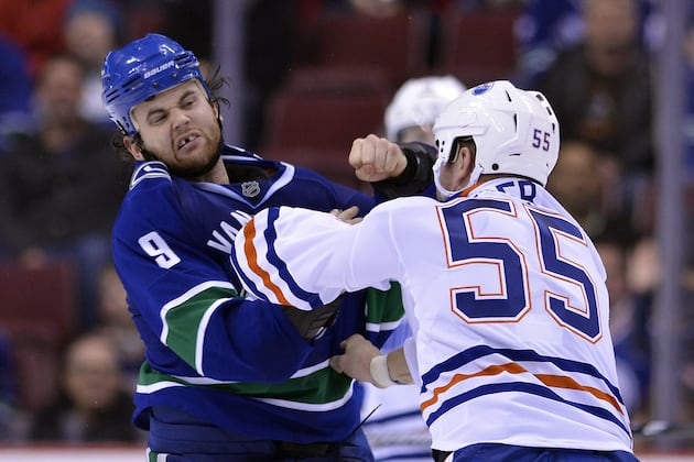 Canucks' Kassian Bloodies Eager; Oilers Toughie on Shelf?
