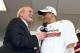 Jan 20, 2013; Atlanta, GA, USA; San Francisco 49ers quarterback Colin Kaepernick (7) talks with Fox broadcaster Terry Bradshaw after winning the NFC Championship game against the Atlanta Falcons at the Georgia Dome. The 49ers won 28-24. Mandatory Credit: Matthew Emmons-USA TODAY Sports