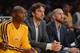 LOS ANGELES, CA - JANUARY 15: Jodie Meeks #20, Pau Gasol #16 and Steve Blake #5 of the Los Angeles Lakers watch play from the bench during a 104-88 Laker win at Staples Center on January 15, 2013 in Los Angeles, California. NOTE TO USER: User expressly acknowledges and agrees that, by downloading and or using this photograph, User is consenting to the terms and conditions of the Getty Images License Agreement. (Photo by Harry How/Getty Images)