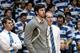 Jan 17, 2013; Durham, NC, USA; Duke Blue Devils injured forward Ryan Kelly (34) watches his team warm up before their game against the Georgia Tech Yellow Jackets at Cameron Indoor Stadium. Mandatory Credit: Mark Dolejs-USA TODAY Sports