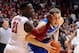 Jan. 22, 2013; Tuscaloosa, AL, USA; Alabama Crimson Tide guard Rodney Cooper (21) defends Kentucky Wildcats forward Kyle Wiltjer (33) during the second half at Coleman Coliseum. Alabama won 59-55. Mandatory Credit: Kelly Lambert-USA TODAY Sports