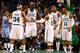 BOSTON, MA - JANUARY 2: Members of the Boston Celtics including Rajon Rondo #9, Kevin Garnett #5, Paul Pierce #34, Jared Sullinger #7, and Courtney Lee #11 huddle during the game against the Memphis Grizzlies on January 2, 2013 at TD Garden in Boston, Massachusetts. NOTE TO USER: User expressly acknowledges and agrees that, by downloading and or using this photograph, User is consenting to the terms and conditions of the Getty Images License Agreement. (Photo by Jared Wickerham/Getty Images)