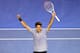 MELBOURNE, AUSTRALIA - JANUARY 23: Roger Federer of Switzerland celebrates winning his Quarterfinal match against Jo-Wilfred Tsonga of France during day ten of the 2013 Australian Open at Melbourne Park on January 23, 2013 in Melbourne, Australia. (Photo by Lucas Dawson/Getty Images)