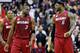WASHINGTON, DC - DECEMBER 04: Ray Allen #34, Dwyane Wade #3, and LeBron James #6 of the Miami Heat walk up the floor during the closing moments of their 105-101 loss to the Washington Wizards at Verizon Center on December 4, 2012 in Washington, DC. NOTE TO USER: User expressly acknowledges and agrees that, by downloading and or using this photograph, User is consenting to the terms and conditions of the Getty Images License Agreement. (Photo by Rob Carr/Getty Images)