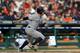 DETROIT, MI - OCTOBER 18: Brett Gardner #11 of the New York Yankees bats against the Detroit Tigers during game four of the American League Championship Series at Comerica Park on October 18, 2012 in Detroit, Michigan. (Photo by Jonathan Daniel/Getty Images)