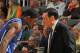 CORAL GABLES, FL - JANUARY 23: Head coach Mike Krzyzewski talks to Amile Jefferson #21 of the Duke Blue Devils as he comes out of the game against the Miami Hurricanes on January 23, 2013 at the BankUnited Center in Coral Gables, Florida. (Photo by Joel Auerbach/Getty Images)