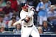 ATLANTA, GA - SEPTEMBER 29: Left fielder Martin Prado #14 of the Atlanta Braves connects for a double during the game against the New York Mets at Turner Field on September 29, 2012 in Atlanta, Georgia. (Photo by Mike Zarrilli/Getty Images)