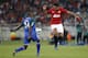 DURBAN, SOUTH AFRICA - JULY 18: Thamsanqa Teyise and Frederico Macheda go for the ball during the MTN Football Invitational match between Amazulu and Manchester United from Moses Mabhida Stadium on July 18, 2012 in Durban, South Africa (Photo by Anesh Debiky/Gallo Images/Getty Images)
