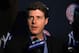 Jan. 24, 2012; Bronx, NY, USA; New York Yankees owner Hal Steinbrenner talks to the media after Jorge Posada announces his retirement after 17 years during a press conference at Yankee Stadium. Mandatory Credit: Debby Wong-USA TODAY Sports