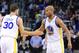 January 21, 2013; Oakland, CA, USA; Golden State Warriors point guard Stephen Curry (30) and point guard Jarrett Jack (2) celebrate after a basket during the fourth quarter against the Los Angeles Clippers at Oracle Arena. The Warriors defeated the Clippers 106-99. Mandatory Credit: Kyle Terada-USA TODAY Sports