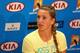 MELBOURNE, AUSTRALIA - JANUARY 24: Victoria Azarenka of Belarus speaks during a press conference after she won her Semifinal against Sloane Stephens of the United States during day eleven of the 2013 Australian Open at Melbourne Park on January 24, 2013 in Melbourne, Australia. (Photo by Julian Finney/Getty Images)
