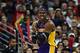 LOS ANGELES, CA - JANUARY 04: Dwight Howard #12 of the Los Angeles Lakers reacts as he injures his shoulder during a 107-102 loss to the Los Angeles Clippers at Staples Center on January 4, 2013 in Los Angeles, California. NOTE TO USER: User expressly acknowledges and agrees that, by downloading and or using this photograph, User is consenting to the terms and conditions of the Getty Images License Agreement. (Photo by Harry How/Getty Images)