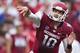 FAYETTEVILLE, AR - SEPTEMBER 15: Brandon Allen #10 of the Arkansas Razorbacks throws a pass during a game against the Alabama Crimson Tide at Razorback Stadium on September 15, 2012 in Fayetteville, Arkansas. The Crimson Tide defeated the Razorbacks 52-0. (Photo by Wesley Hitt/Getty Images)