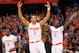 SYRACUSE, NY - JANUARY 21: Michael Carter-Williams #1, Baye Moussa Keita #12 and Jerami Grant #3 of the Syracuse Orange celebrate after a play during the game against the Cincinnati Bearcats at the Carrier Dome on January 21, 2013 in Syracuse, New York. (Photo by Nate Shron/Getty Images)