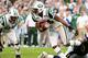 SAN DIEGO - JANUARY 17: Cornerback Darrelle Revis #24 of the New York Jets runs after making an interception against the San Diego Chargers during AFC Divisional Playoff Game at Qualcomm Stadium on January 17, 2010 in San Diego, California. (Photo by Robert Laberge/Getty Images)