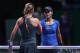 ISTANBUL, TURKEY - OCTOBER 26: Victoria Azarenka of Belarus is congratulated by Li Na of China during day four of the season ending TEB BNP Paribas WTA Championships Tennis at the Sinan Erdem Dome on October 26, 2012 in Istanbul, Turkey. (Photo by Julian Finney/Getty Images)
