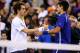 NEW YORK, NY - SEPTEMBER 10: Andy Murray of Great Britain shakes hands with Novak Djokovic of Serbia following his victory in the men's singles final match on Day Fifteen of the 2012 US Open at USTA Billie Jean King National Tennis Center on September 10, 2012 in the Flushing neighborhood of the Queens borough of New York City. Murray defeated Djokovic 7-6, 7-5, 2-6, 3-6, 6-2. (Photo by Matthew Stockman/Getty Images)