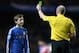 LONDON, ENGLAND - JANUARY 02: Marko Marin of Chelsea is shown a yellow card by referee Lee Mason after a strong tackle on Stephane Mbia of Queens Park Rangers during the Barclays Premier League match between Chelsea and Queens Park Rangers at Stamford Bridge on January 2, 2013 in London, England. (Photo by Ian Walton/Getty Images)