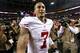 ATLANTA, GA - JANUARY 20: Colin Kaepernick #7 of the San Francisco 49ers celebrates on the field after the 49ers won 28-24 against the Atlanta Falcons in the NFC Championship game at the Georgia Dome on January 20, 2013 in Atlanta, Georgia. (Photo by Streeter Lecka/Getty Images)