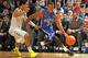 CORAL GABLES, FL - JANUARY 23: Tyler Thornton #3 of the Duke Blue Devils drives against Shane Larkin #0 of the Miami Hurricanes on January 23, 2013 at the BankUnited Center in Coral Gables, Florida. Miami defeated Duke 90-63. (Photo by Joel Auerbach/Getty Images)
