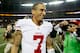 ATLANTA, GA - JANUARY 20: Colin Kaepernick #7 of the San Francisco 49ers celebrates on the field after the 49ers won 28-24 against the Atlanta Falcons in the NFC Championship game at the Georgia Dome on January 20, 2013 in Atlanta, Georgia. (Photo by Kevin C. Cox/Getty Images)