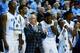CHAPEL HILL, NC - JANUARY 23: Coach Roy Williams and the North Carolina Tar Heels starters watch the reserves during the final minute of a win over the Georgia Tech Yellow Jackets at the Dean Smith Center on January 23, 2013 in Chapel Hill, North Carolina. North Carolina won 79-63. (Photo by Grant Halverson/Getty Images)