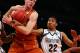 NEW YORK, NY - DECEMBER 04: Connor Lammert #21 of the Texas Longhorns grabs the rebound before Otto Porter #22 of the Georgetown Hoyas during the Jimmy V Classic on December 4, 2012 at Madison Square Garden in New York City. (Photo by Elsa/Getty Images)