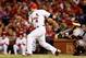 ST LOUIS, MO - OCTOBER 18: Yadier Molina #4 of the St. Louis Cardinals hits a RBI single in the fifth inning against the San Francisco Giants in Game Four of the National League Championship Series at Busch Stadium on October 18, 2012 in St Louis, Missouri. (Photo by Kevin C. Cox/Getty Images)