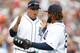 DETROIT, MI - JULY 21: Miguel Cabrera #24 of the Detroit Tigers celebrates a 7-1 victory over the Chicago White Sox with Prince Fielder #28 at Comerica Park on July 21, 2012 in Detroit, Michigan. (Photo by Gregory Shamus/Getty Images)