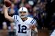BALTIMORE, MD - JANUARY 06: Quarterback Andrew Luck #12 of the Indianapolis Colts against the Baltimore Ravens during the AFC Wild Card Playoff Game at M&T Bank Stadium on January 6, 2013 in Baltimore, Maryland. (Photo by Patrick Smith/Getty Images)