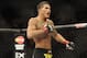 Jan 26, 2013; Chicago, IL, USA; Anthony Pettis celebrates after defeating Donald Cerrone (not pictured) during UFC on FOX 6 at the United Center. Mandatory Credit: David Banks-USA TODAY Sports