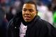 FOXBORO, MA - JANUARY 20: Ray Rice #27 of the Baltimore Ravens reacts towards the end of the game against the New England Patriots during the 2013 AFC Championship game at Gillette Stadium on January 20, 2013 in Foxboro, Massachusetts. (Photo by Jared Wickerham/Getty Images)