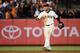 SAN FRANCISCO, CA - OCTOBER 15: Gregor Blanco #7 of the San Francisco Giants celebrates their 7 to 1 win over the St. Louis Cardinals in Game Two of the National League Championship Series at AT&T Park on October 15, 2012 in San Francisco, California. (Photo by Thearon W. Henderson/Getty Images)