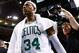 BOSTON, MA - JANUARY 27: Paul Pierce #34 of the Boston Celtics walks off of the court after their double overtime 100-98 win against the Miami Heat on January 27, 2013 at TD Garden in Boston, Massachusetts. NOTE TO USER: User expressly acknowledges and agrees that, by downloading and or using this photograph, User is consenting to the terms and conditions of the Getty Images License Agreement. (Photo by Jared Wickerham/Getty Images)