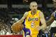 FRESNO, CA - OCTOBER 07: Steve Blake #5 of the Los Angeles Lakers drives against the Golden State Warriors at Save Mart Center At Fresno State on October 7, 2012 in Fresno, California. NOTE TO USER: User expressly acknowledges and agrees that, by downloading and or using this photograph, User is consenting to the terms and conditions of the Getty Images License Agreement. (Photo by Stephen Dunn/Getty Images)