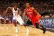 ST. LOUIS, MO - MARCH 23: Lorenzo Brown #2 of the North Carolina State Wolfpack drives against Elijah Johnson #15 of the Kansas Jayhawks during the 2012 NCAA Men's Basketball Midwest Regional Semifinal at Edward Jones Dome on March 23, 2012 in St. Louis, Missouri. (Photo by Dilip Vishwanat/Getty Images)