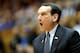 DURHAM, NC - JANUARY 26: Head coach Mike Krzyzewski of the Duke Blue Devils yells to his team during their game against the Maryland Terrapins at Cameron Indoor Stadium on January 26, 2013 in Durham, North Carolina. (Photo by Streeter Lecka/Getty Images)