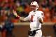 CLEMSON, SC - NOVEMBER 17: Mike Glennon #8 of the North Carolina State Wolfpack reacts to a play against the Clemson Tigers during their game at Memorial Stadium on November 17, 2012 in Clemson, South Carolina. (Photo by Streeter Lecka/Getty Images)