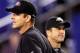 BALTIMORE, MD - NOVEMBER 24: Head coach Jim Harbaugh (L) of the San Francisco 49ers and his brother, head coach John Harbaugh (R) of the Baltimore Ravens stand next to each other before the start of their game at M&T Bank Stadium on November 24, 2011 in Baltimore, Maryland. (Photo by Rob Carr/Getty Images)